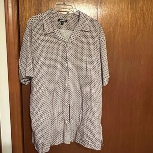 Express Men's Casual Button Down Shirt - Black and White Pattern